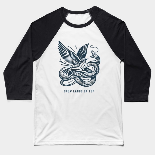 Ballad of Songbirds & Snakes "Snow" Baseball T-Shirt by Retro Travel Design